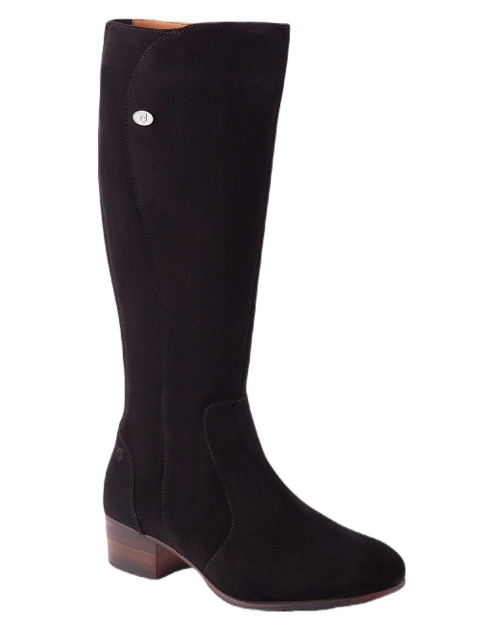 Black Suede coloured Dubarry Downpatrick Knee High Boots on white background