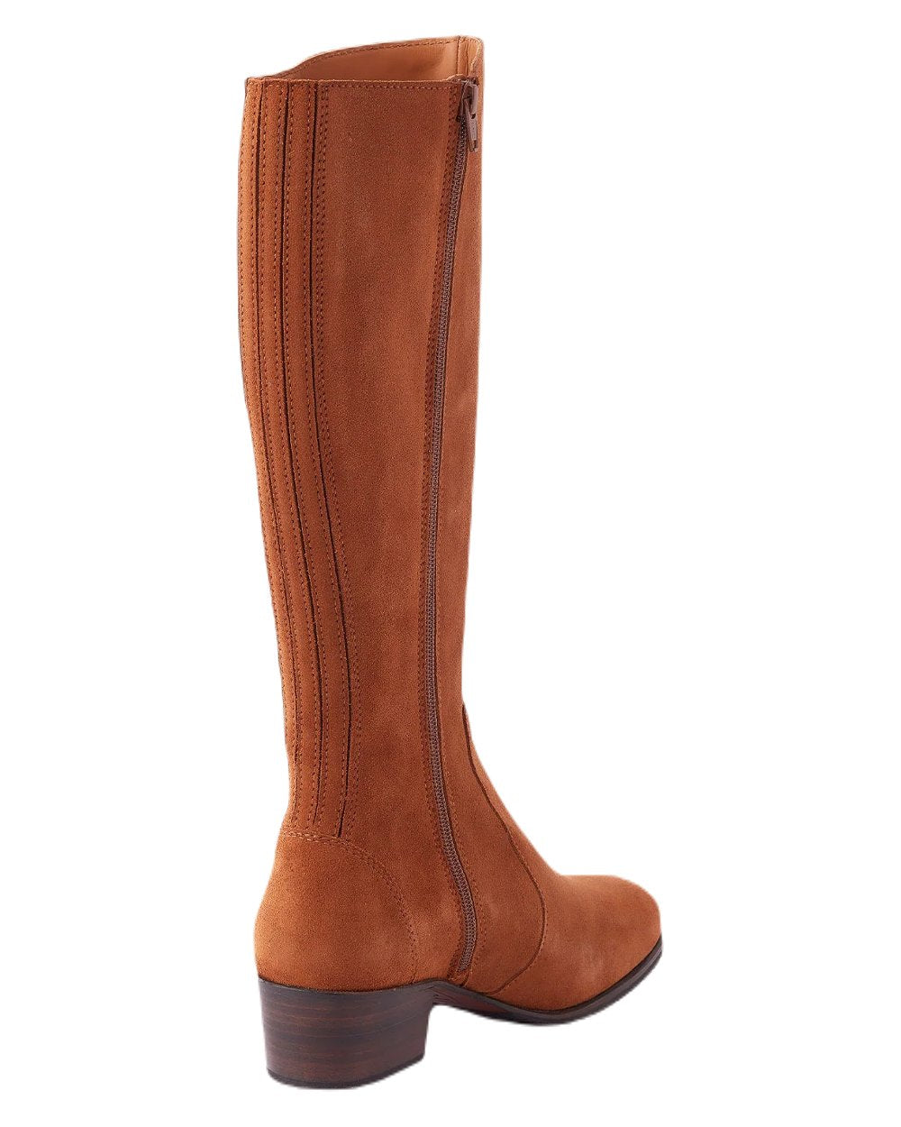 Camel coloured Dubarry Downpatrick Knee High Boots on white background