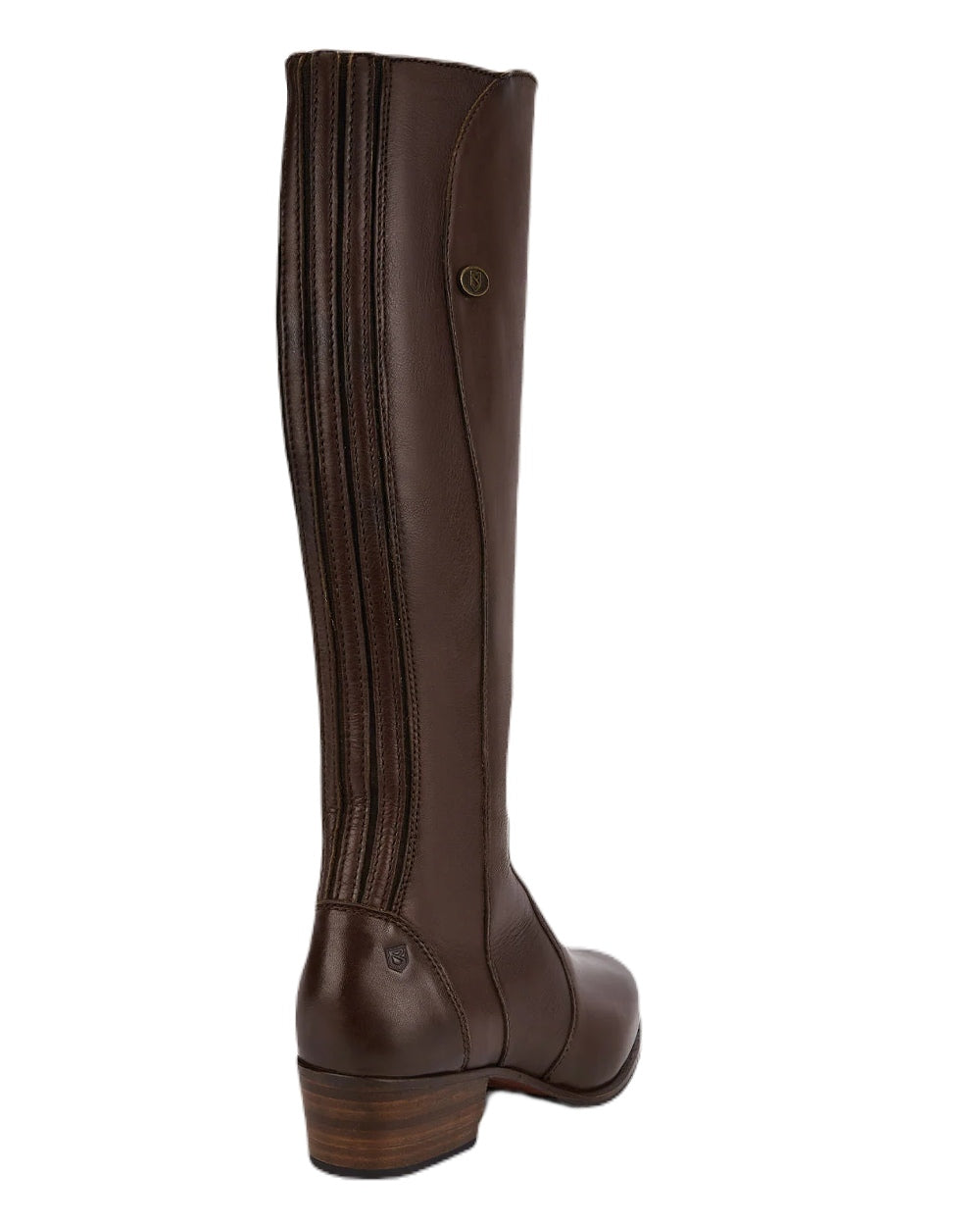 Old Rum coloured Dubarry Downpatrick Knee High Boots on white background