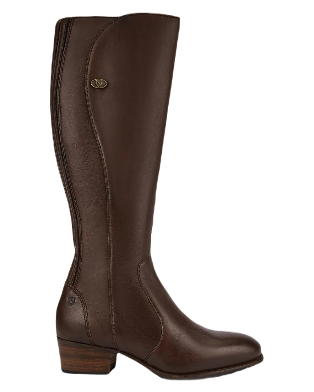 Old Rum coloured Dubarry Downpatrick Knee High Boots on white background