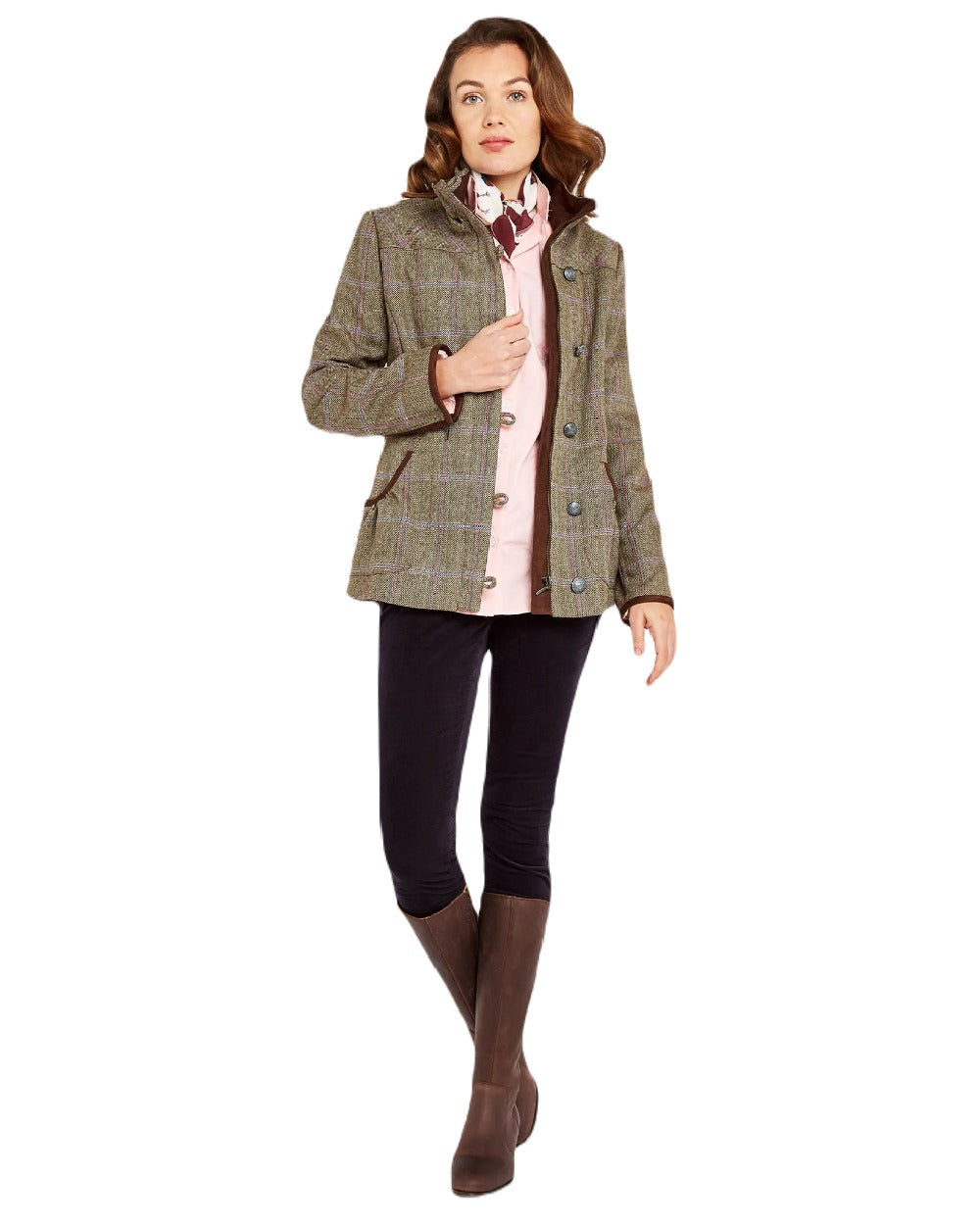Old Rum coloured Dubarry Downpatrick Knee High Boots on white background