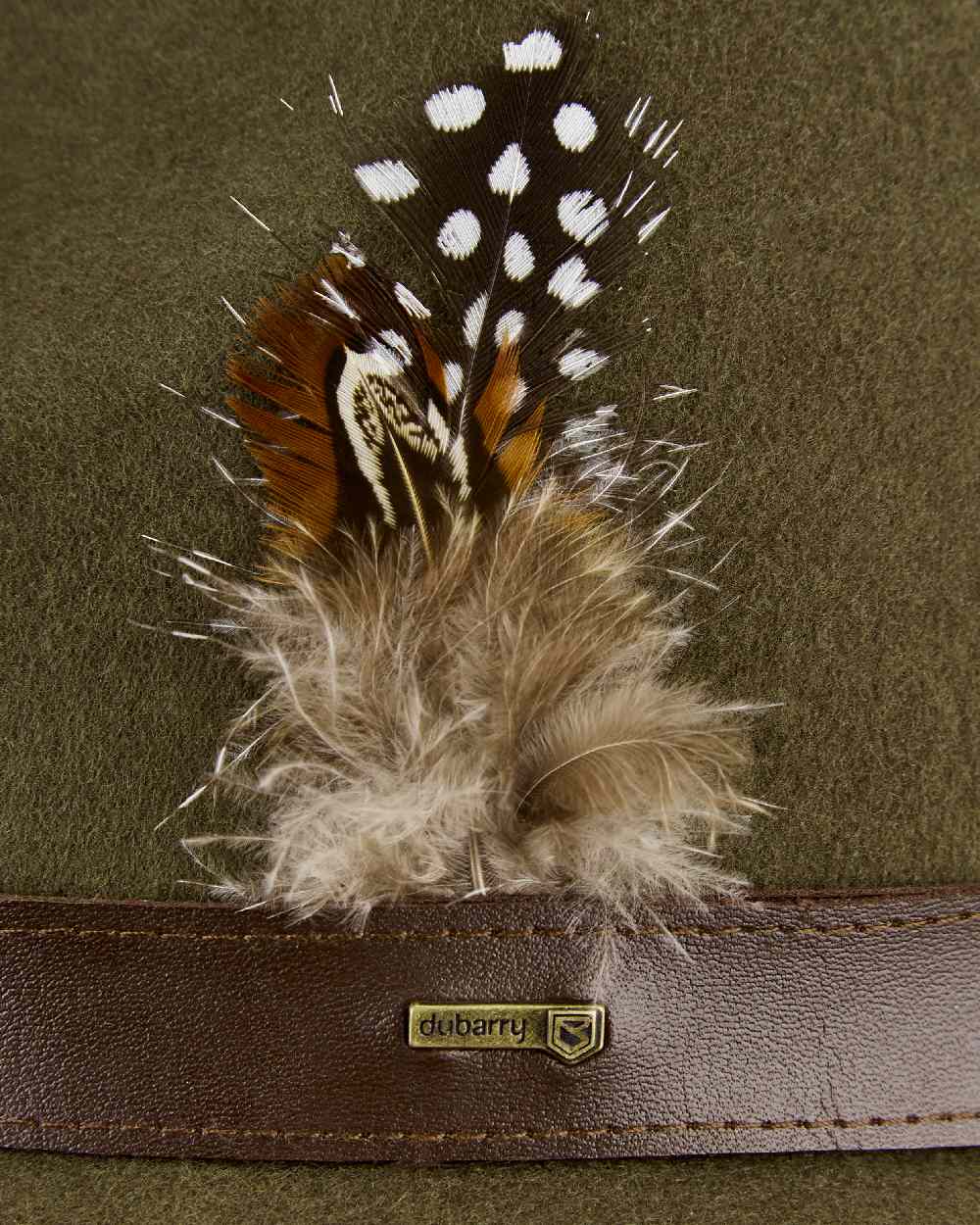 Olive coloured Dubarry Gallagher Ladies Felt Hat on white background