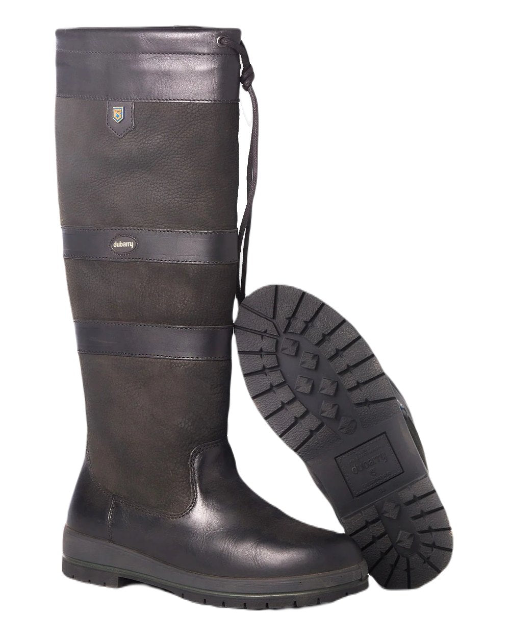 Black coloured Dubarry Galway Country Boots on white background