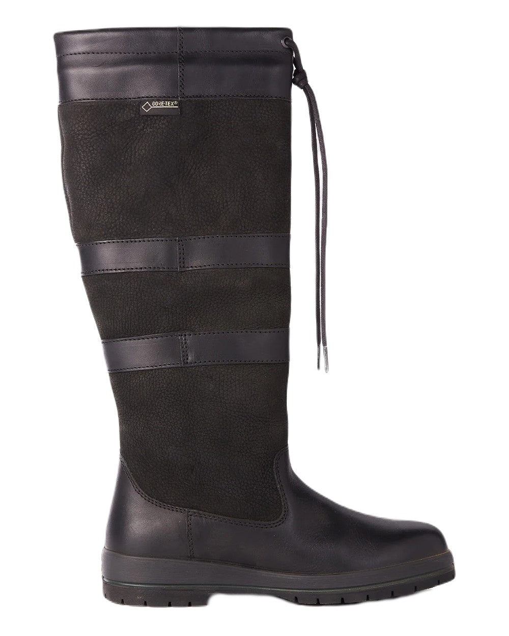 Black coloured Dubarry Galway Country Boots on white background