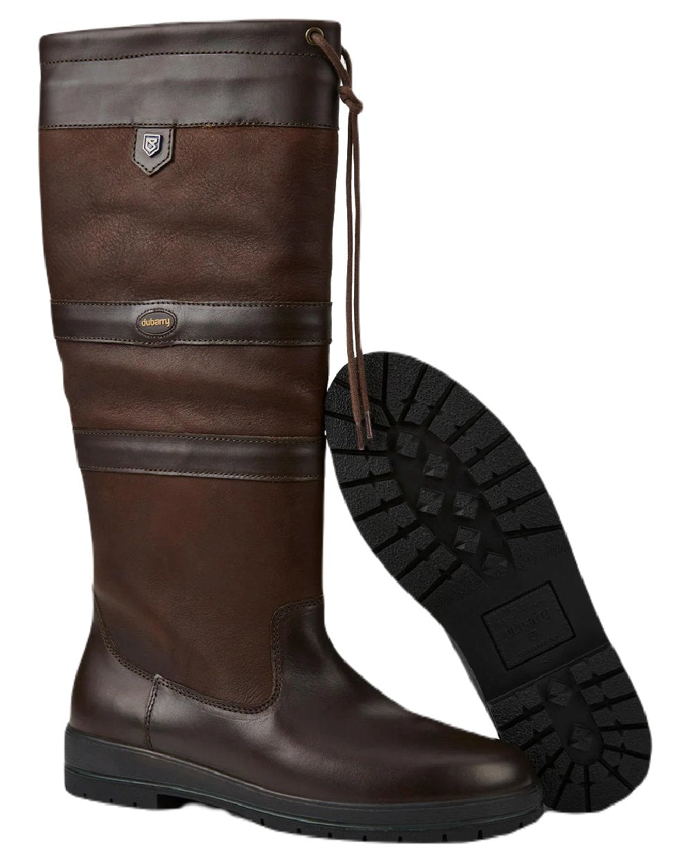 Mocha coloured Dubarry Galway Country Boots on white background
