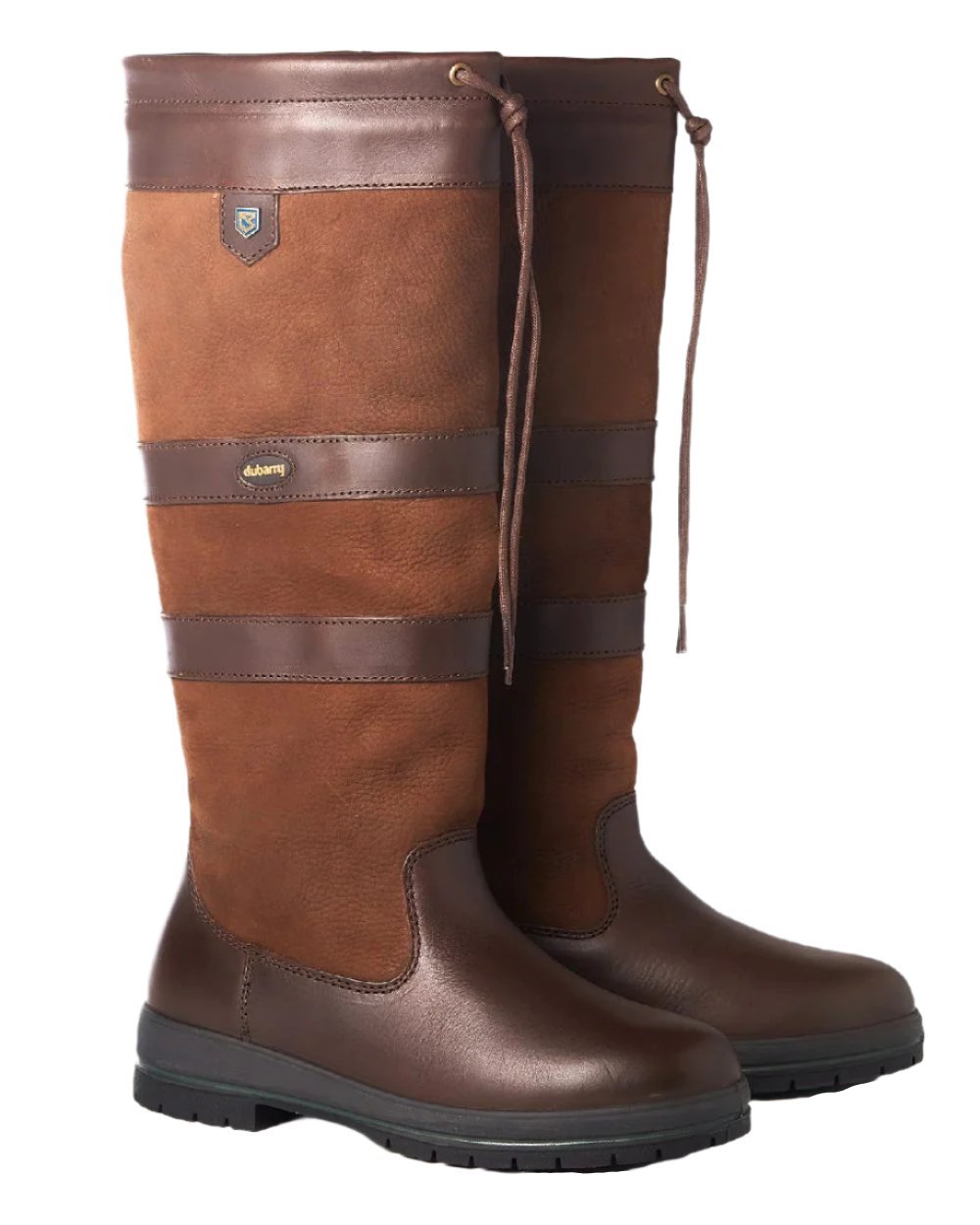 Walnut coloured Dubarry Galway Country Boots on white background