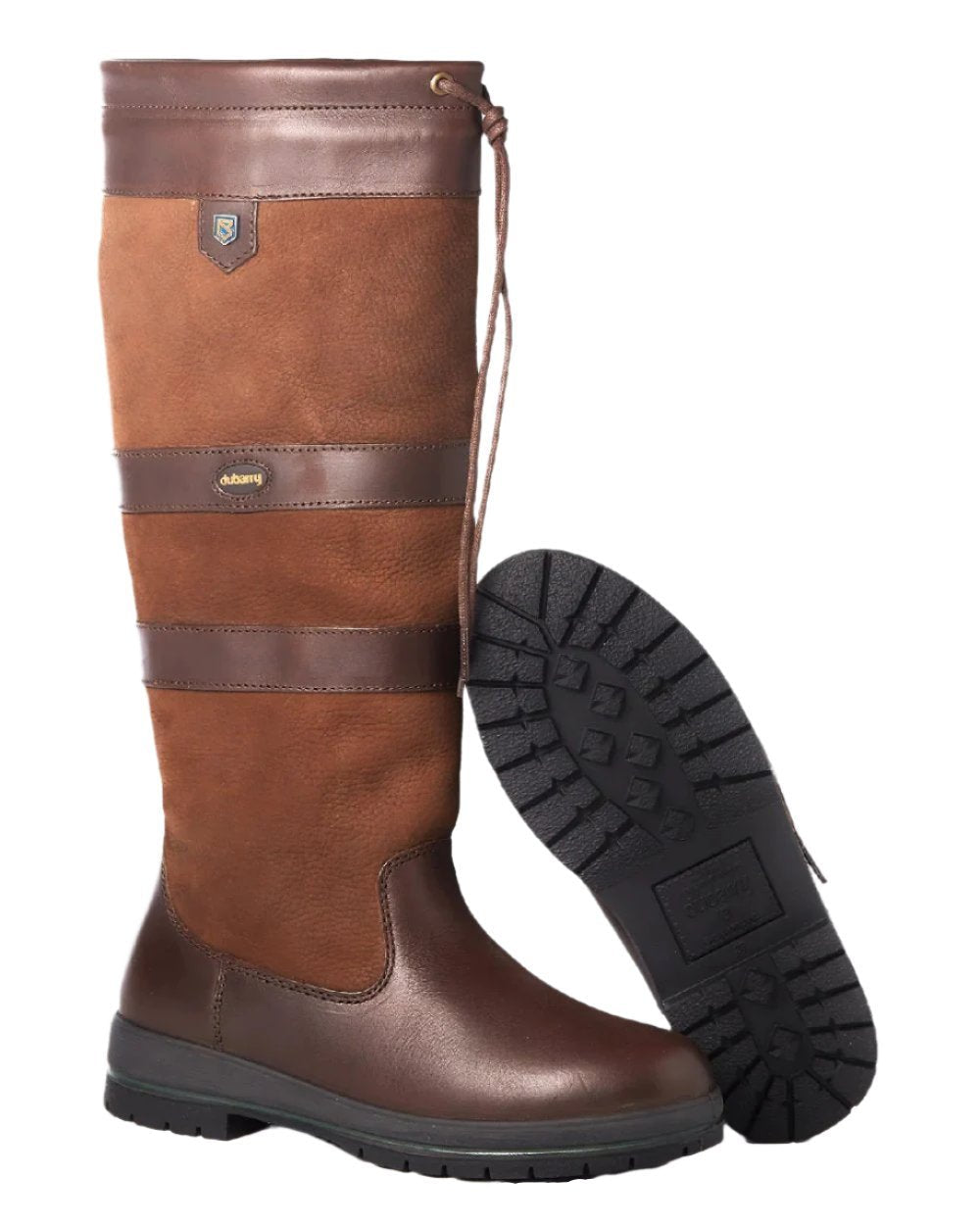 Walnut coloured Dubarry Galway Country Boots on white background