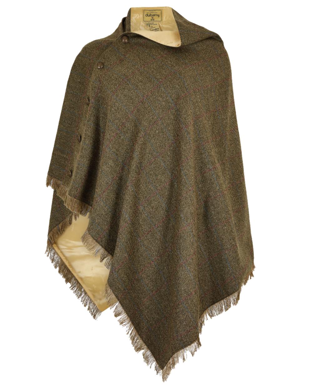 Hemlock Coloured Dubarry Hazelwood Tweed Poncho on white background