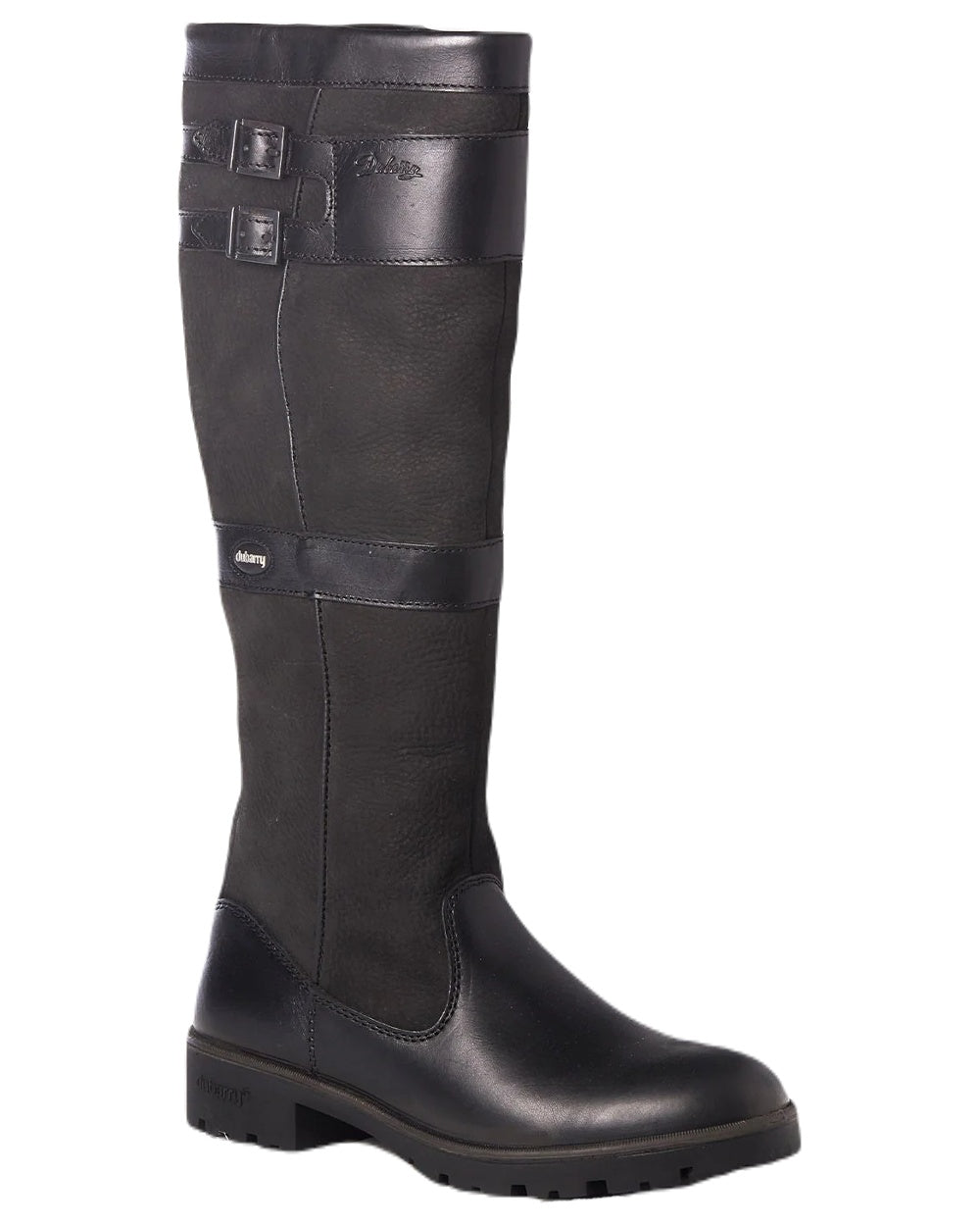 Black coloured Dubarry Longford Country Boots on white background