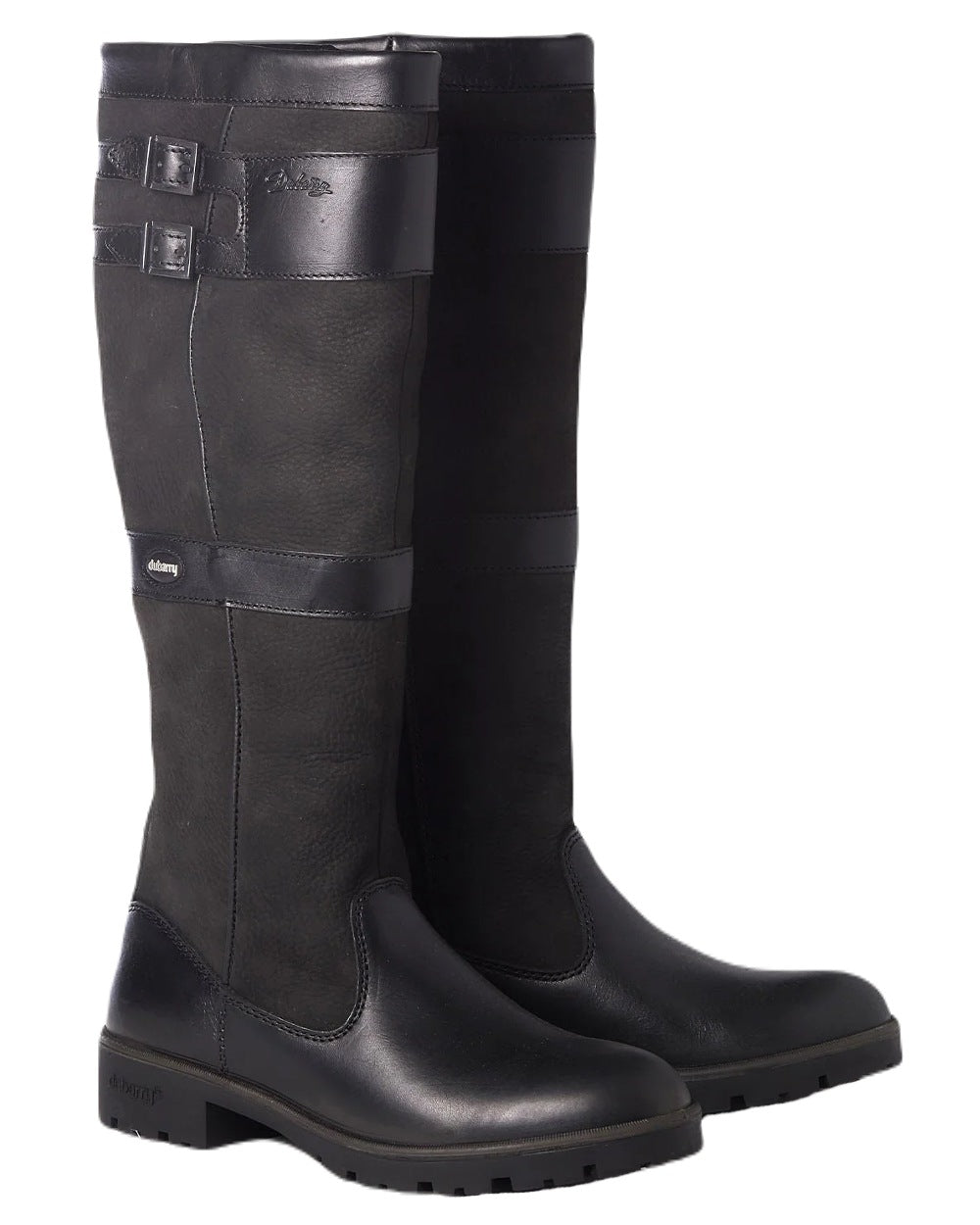 Black coloured Dubarry Longford Country Boots on white background