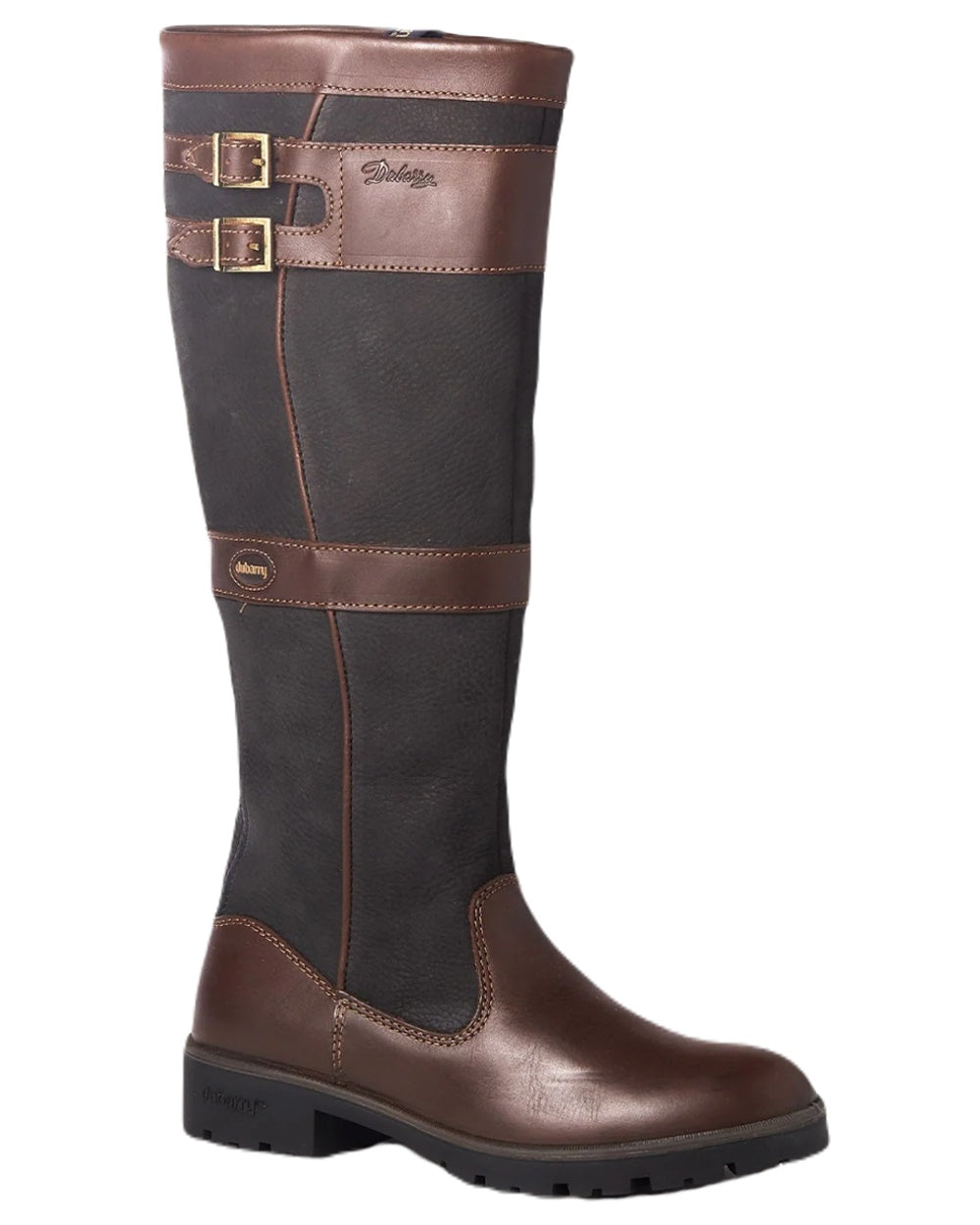Black Brown coloured Dubarry Longford Country Boots on white background