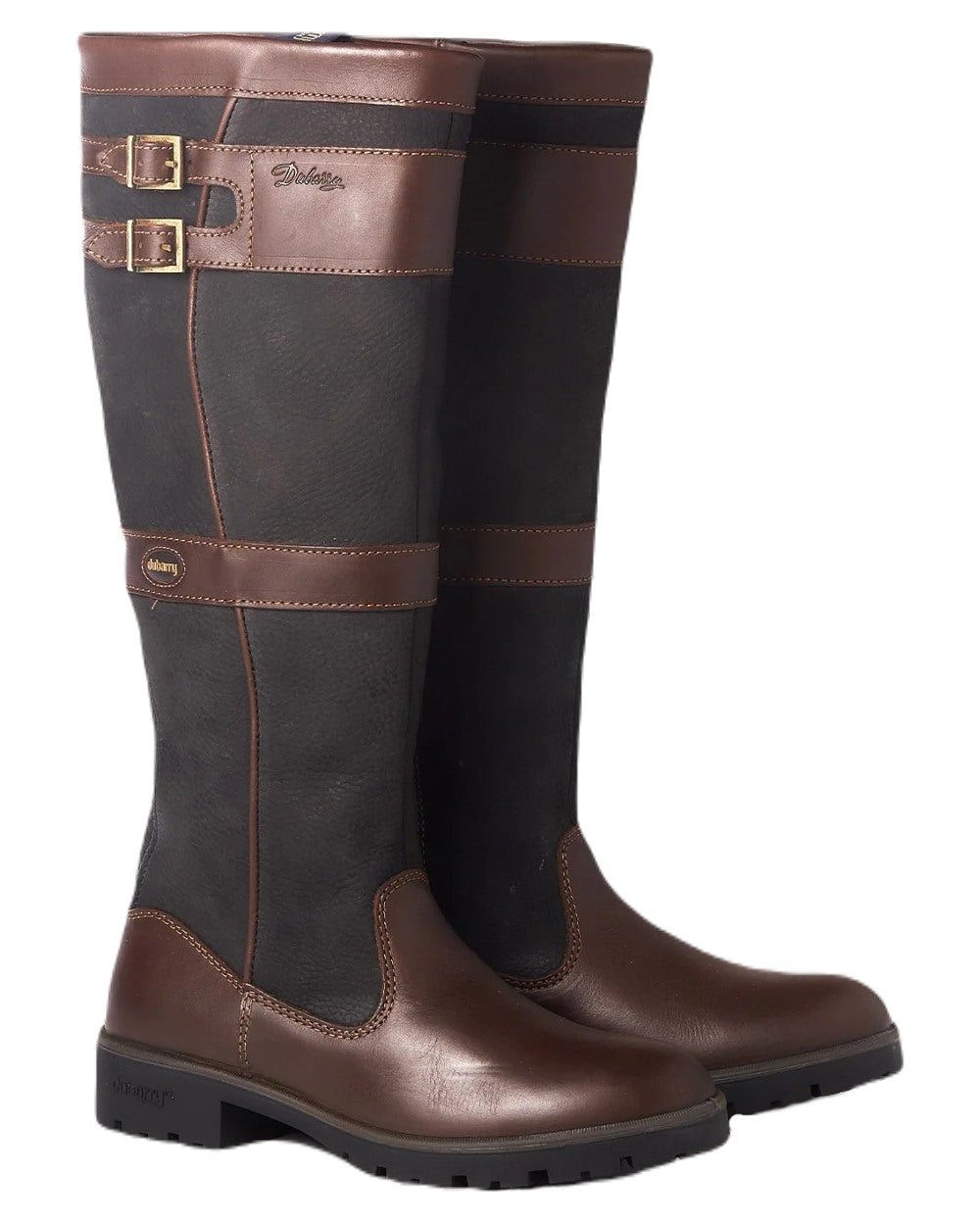 Black Brown coloured Dubarry Longford Country Boots on white background