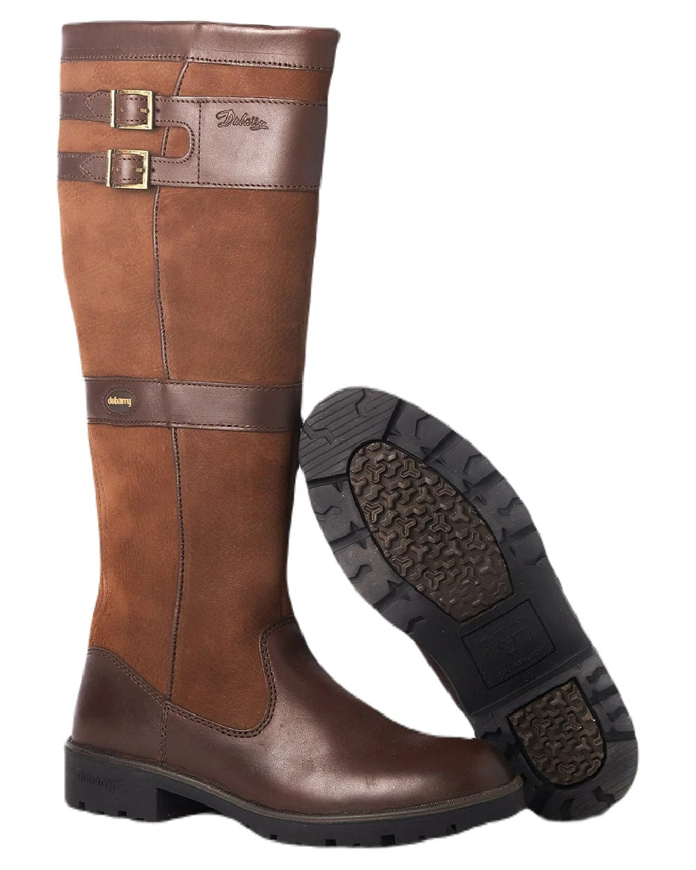 Walnut coloured Dubarry Longford Country Boots on white background