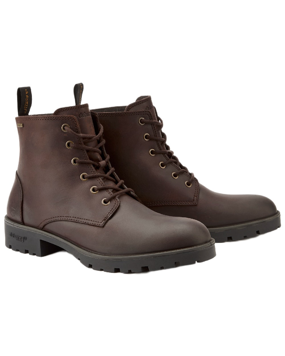 Old Rum Coloured Dubarry Mens Ballywater Lace Up Country Boots on white background