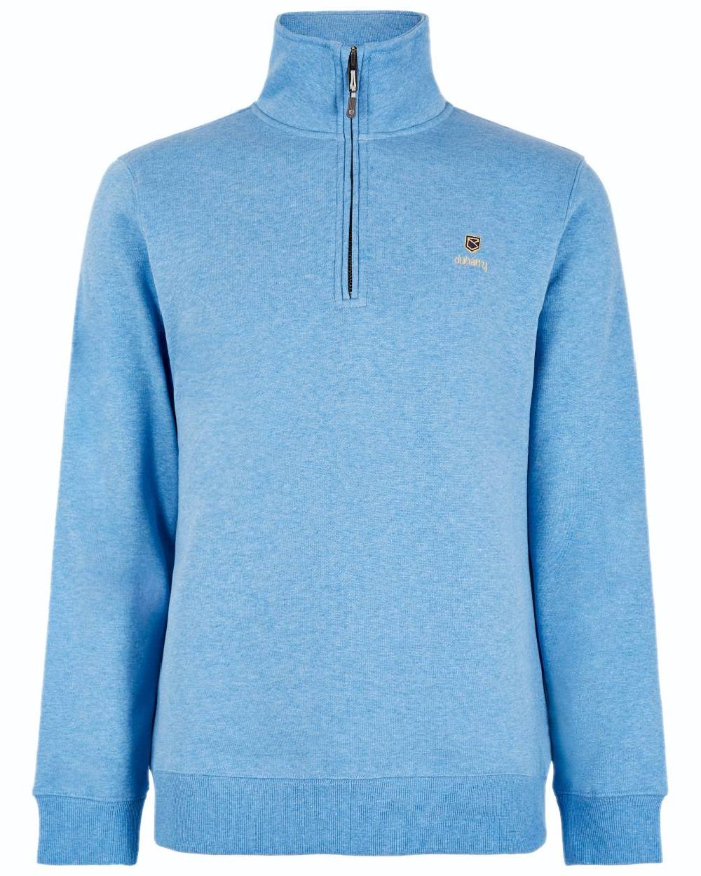 Azure Blue coloured Dubarry Mens Boyce Zip Neck Sweater on white background