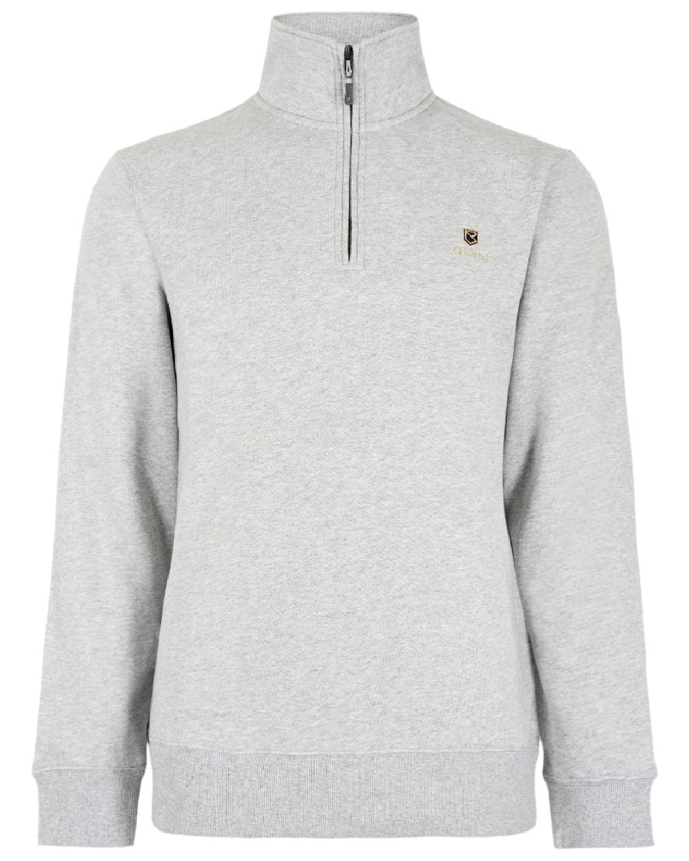 Grey Marl coloured Dubarry Mens Boyce Zip Neck Sweater on white background