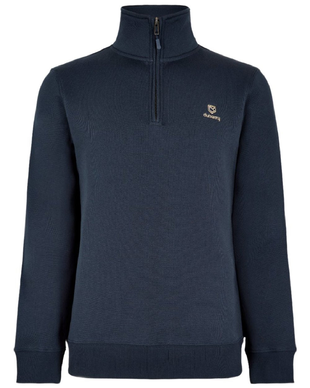 Navy coloured Dubarry Mens Boyce Zip Neck Sweater on white background