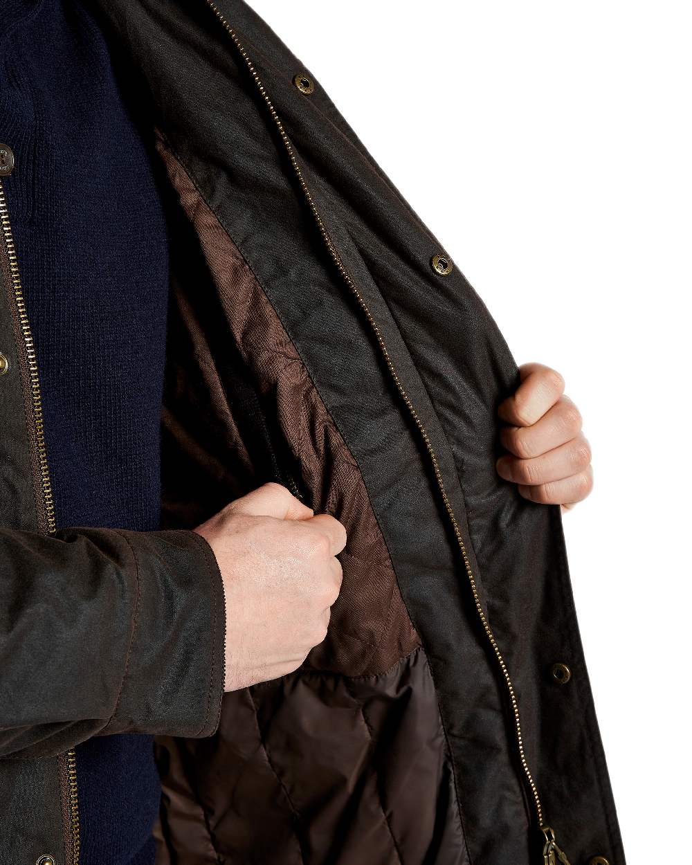 Java Coloured Dubarry Mens Chalkhill Wax Jacket on white background