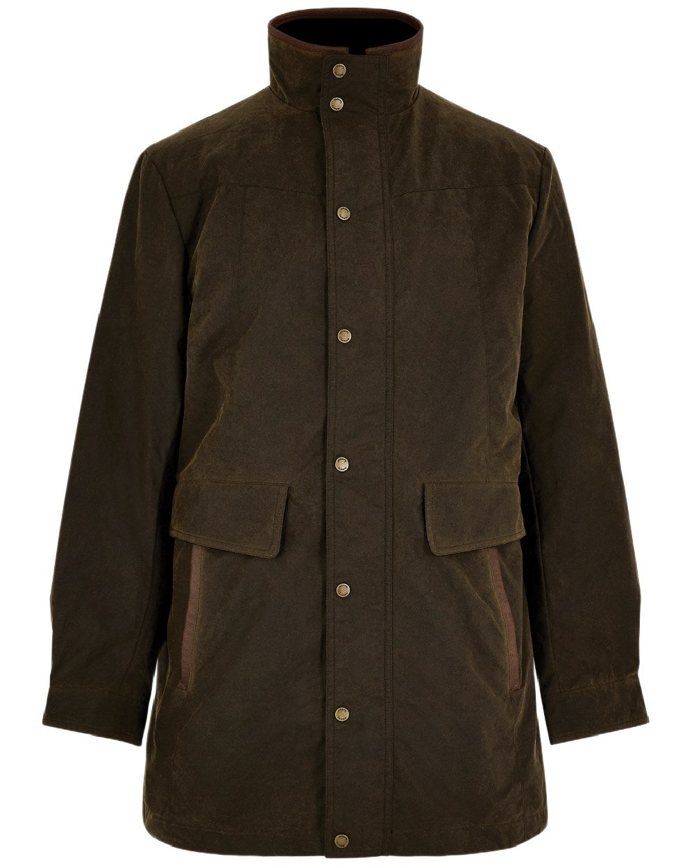 Olive Coloured Dubarry Mens Chalkhill Wax Jacket on white background
