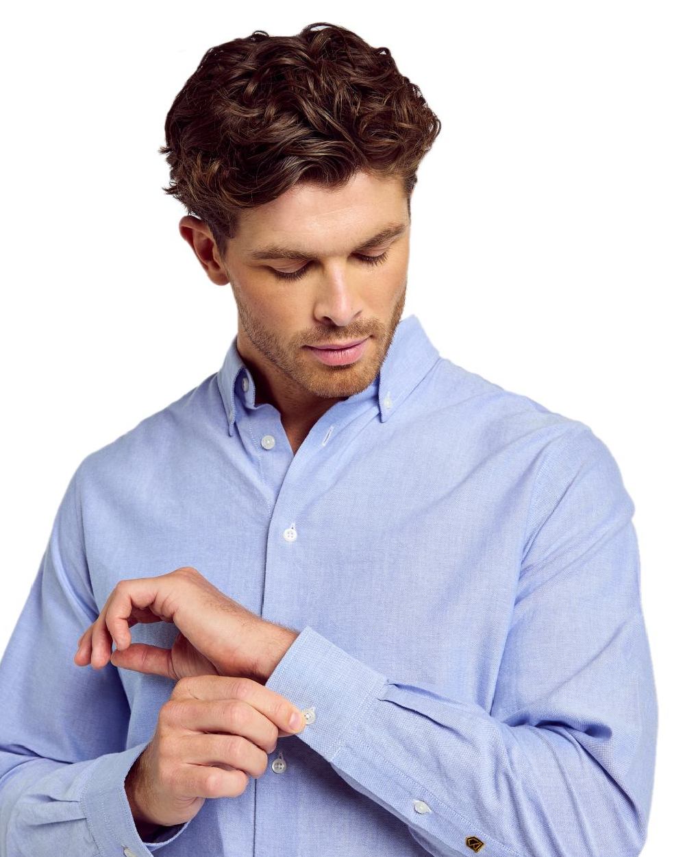 Pale Blue coloured Dubarry Mens Clontarf Oxford Shirt on white background