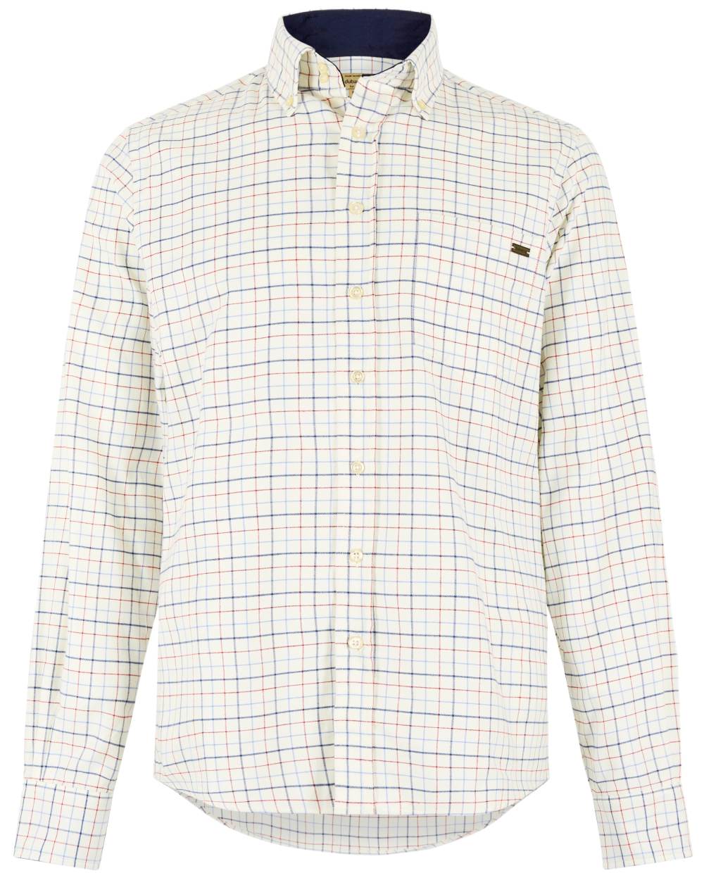 Indigo Coloured Dubarry Mens Drumcar Tattersall Check Shirt on white background