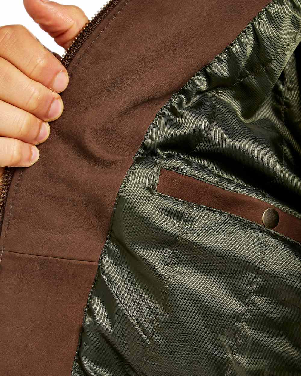 Walnut coloured Dubarry Mens Dunhill Leather Gilet on white background