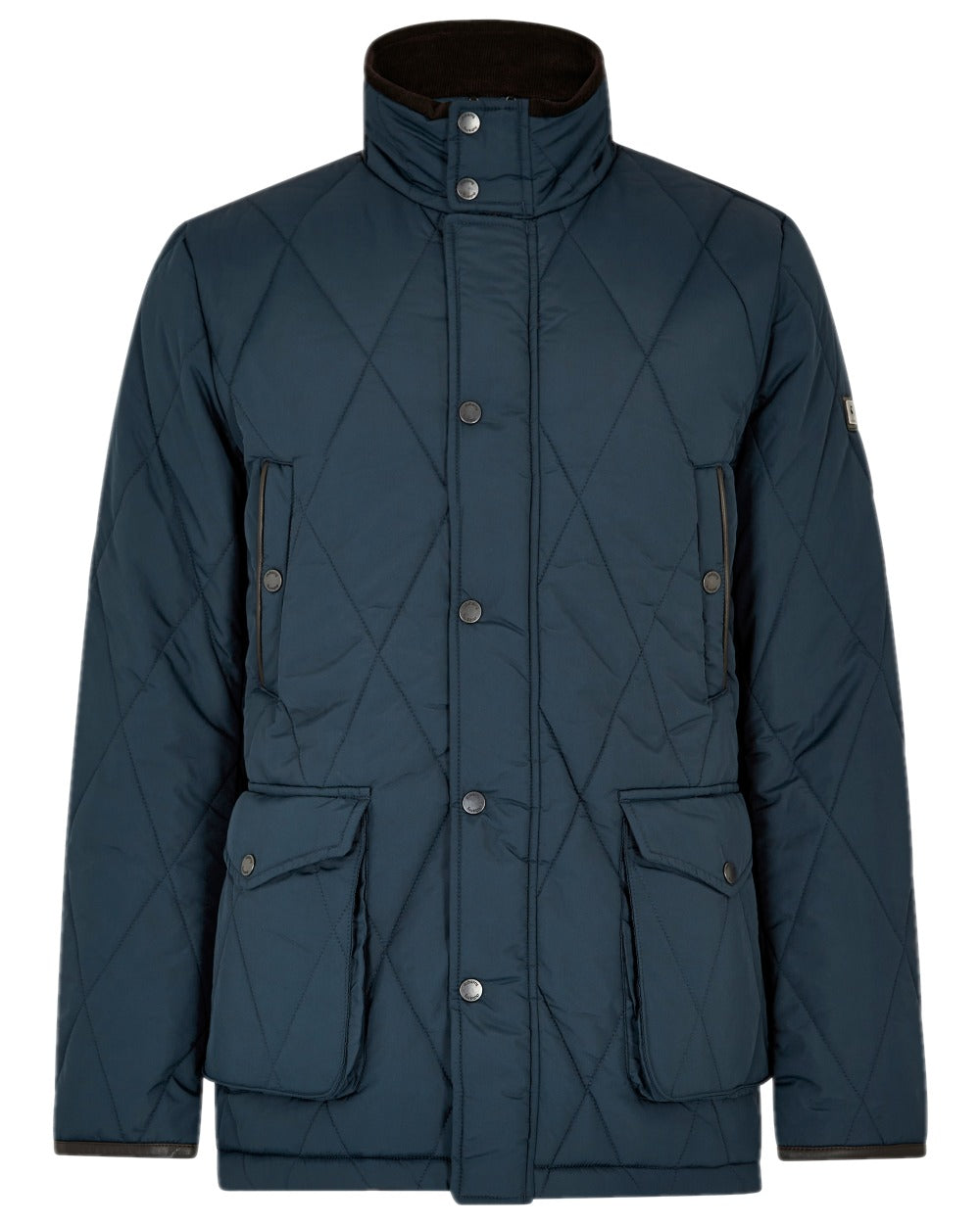 Navy Coloured Dubarry Mens Farmley Quilted Jacket on white background