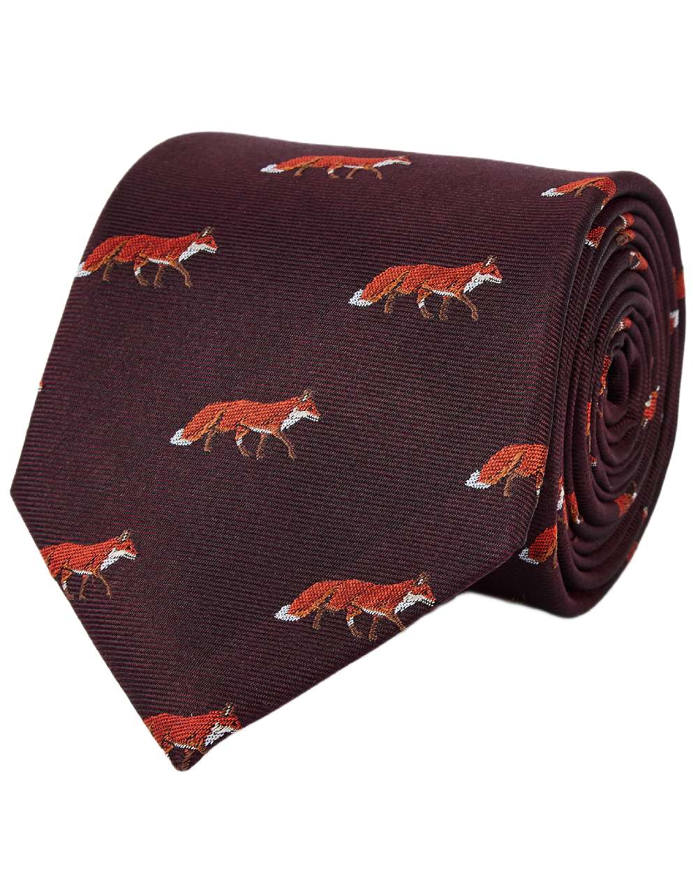 Merlot Coloured Dubarry Mens Kavanagh 100% Silk Woven Tie on white background