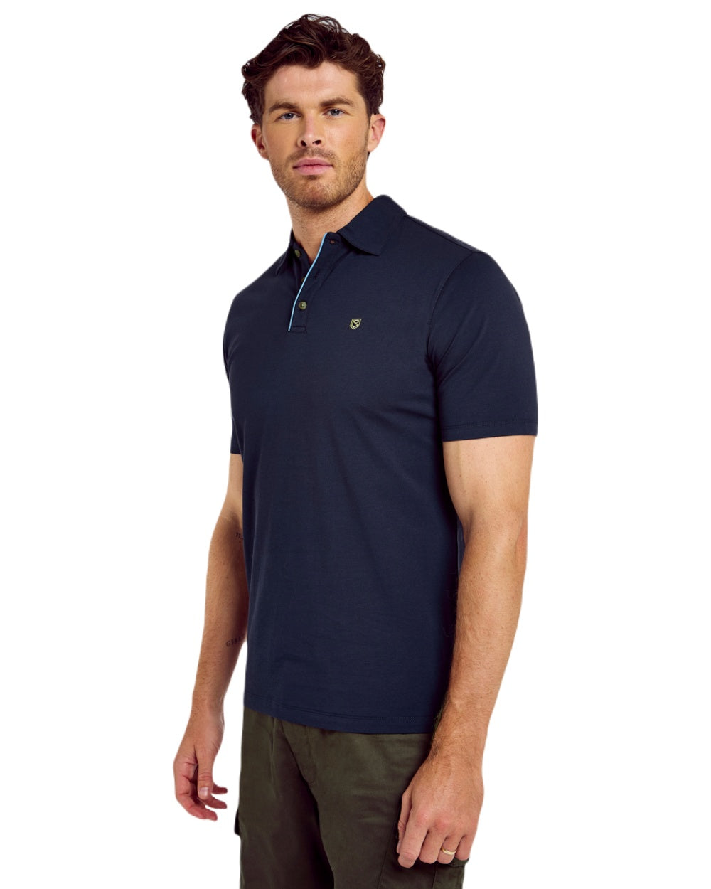 Navy coloured Dubarry Mens Kilmurray Three Button Polo Shirt on white background