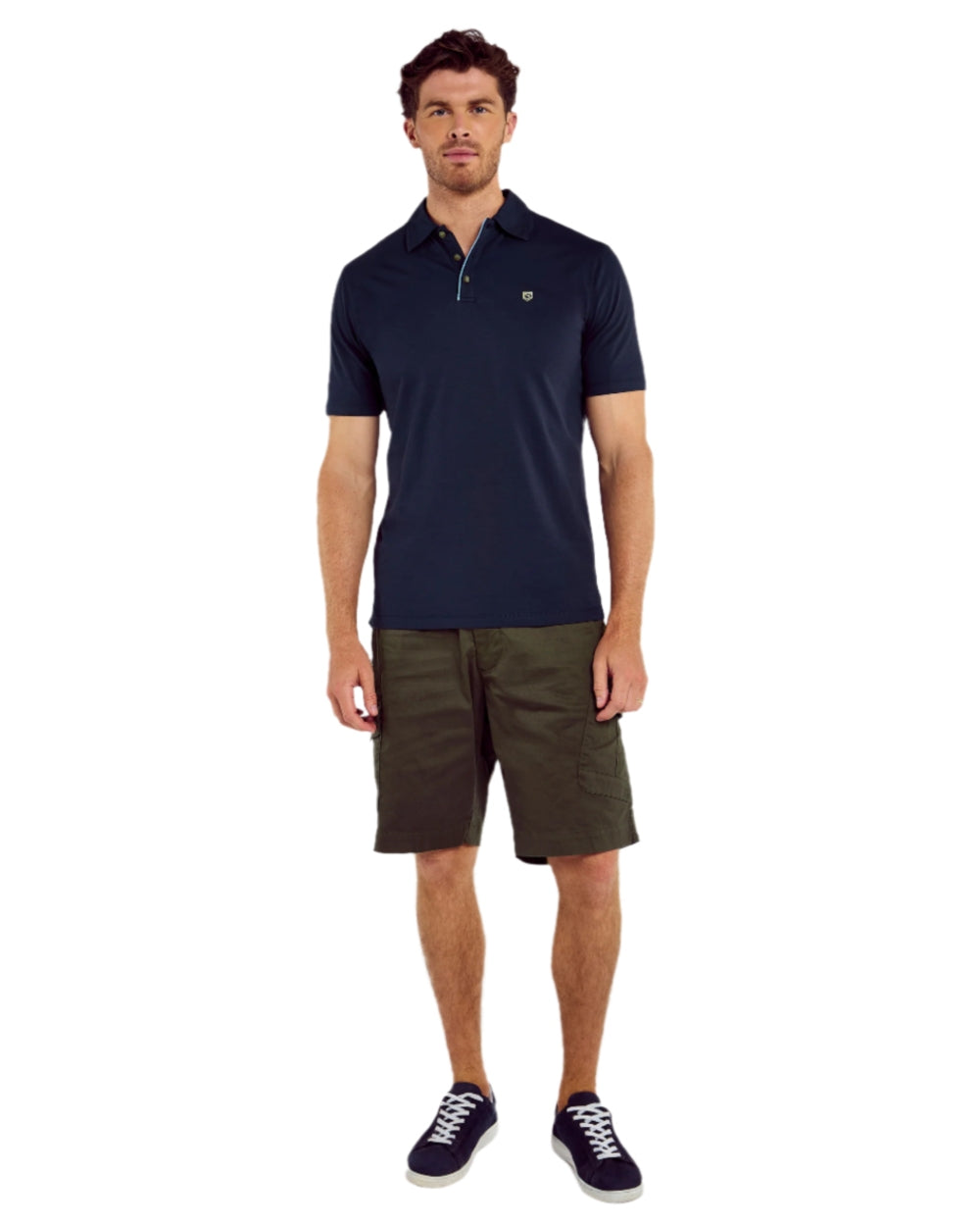 Navy coloured Dubarry Mens Kilmurray Three Button Polo Shirt on white background