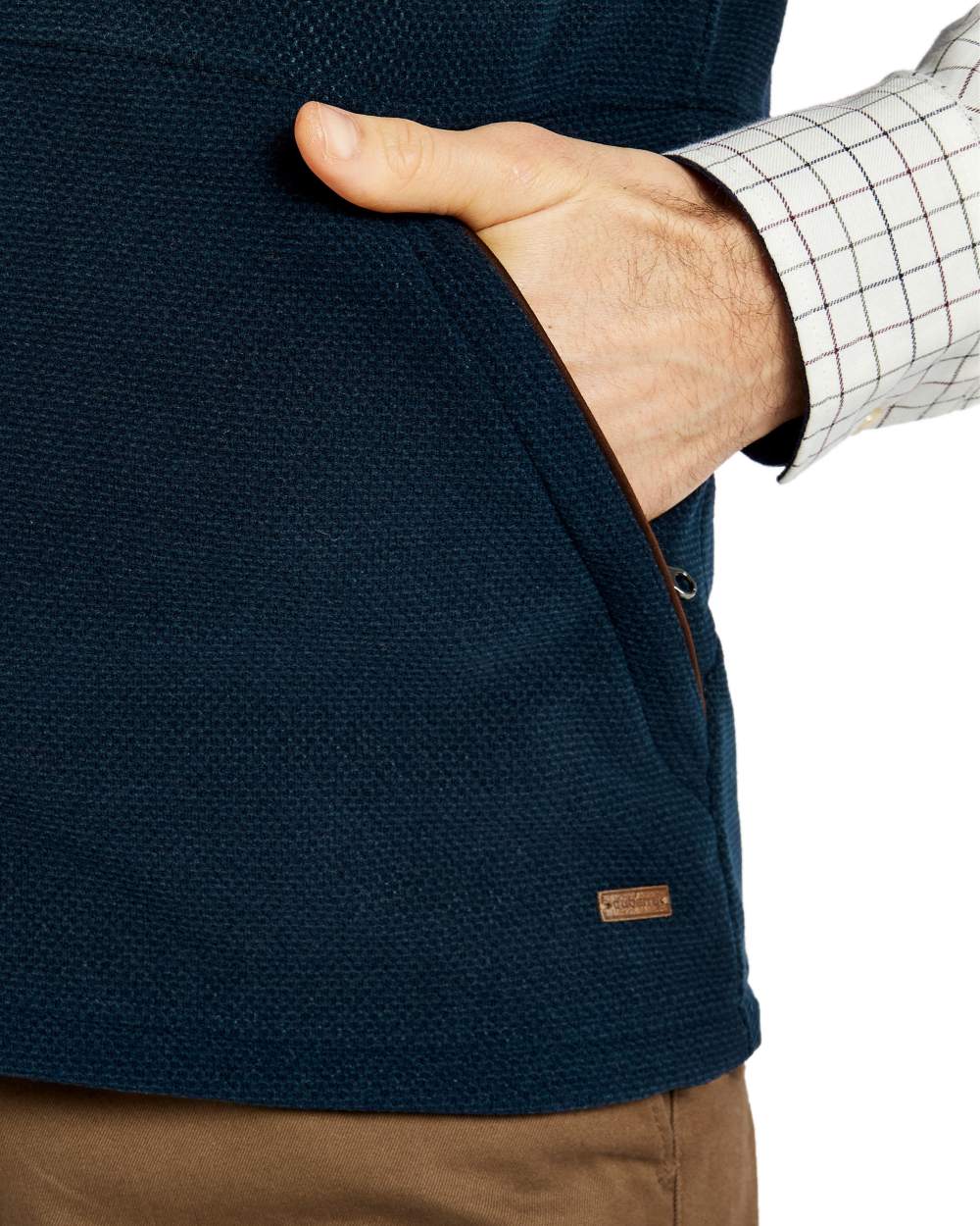 Navy Coloured Dubarry Mens Lifford Fleece Gilet on white background