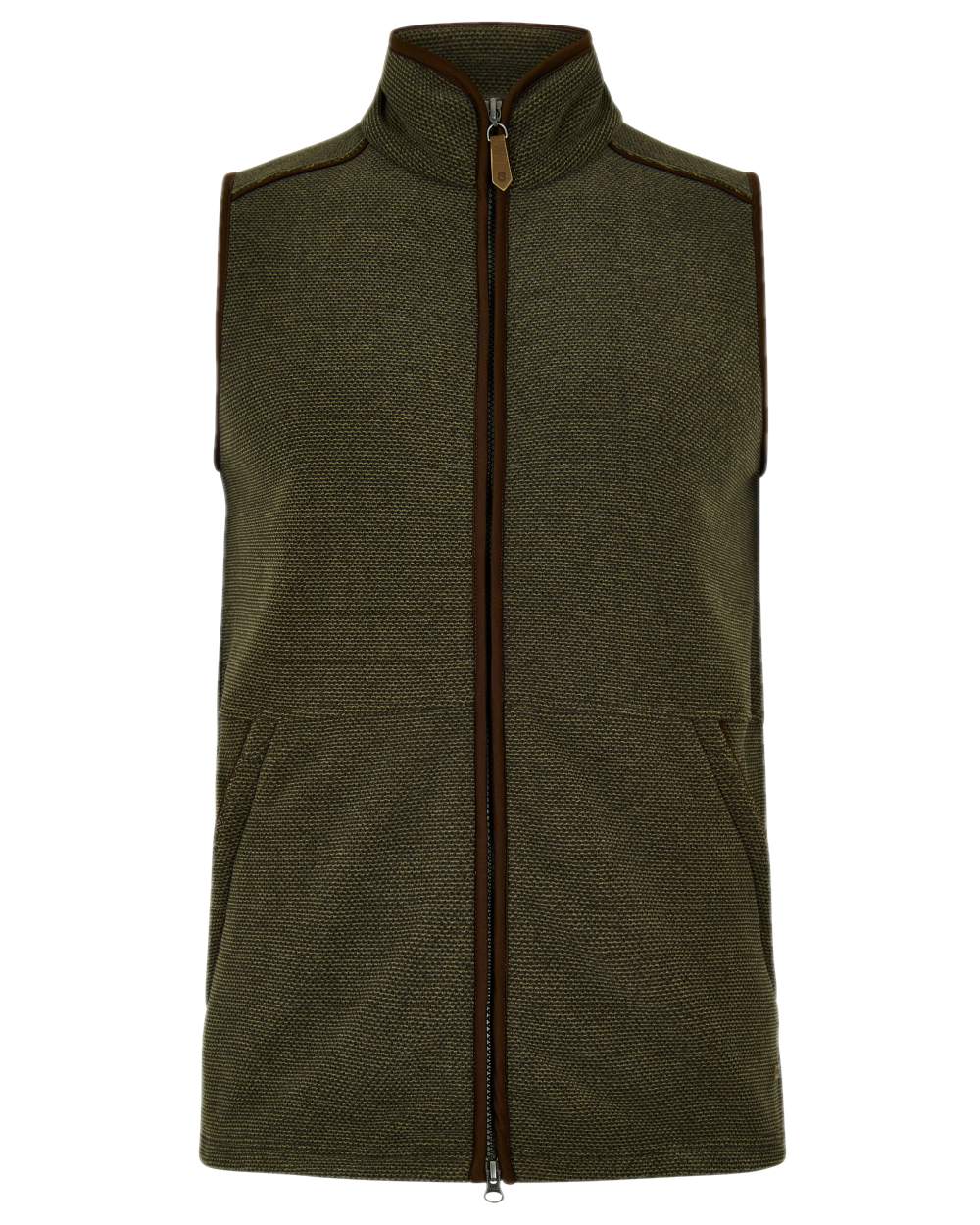 Olive Coloured Dubarry Mens Lifford Fleece Gilet on white background