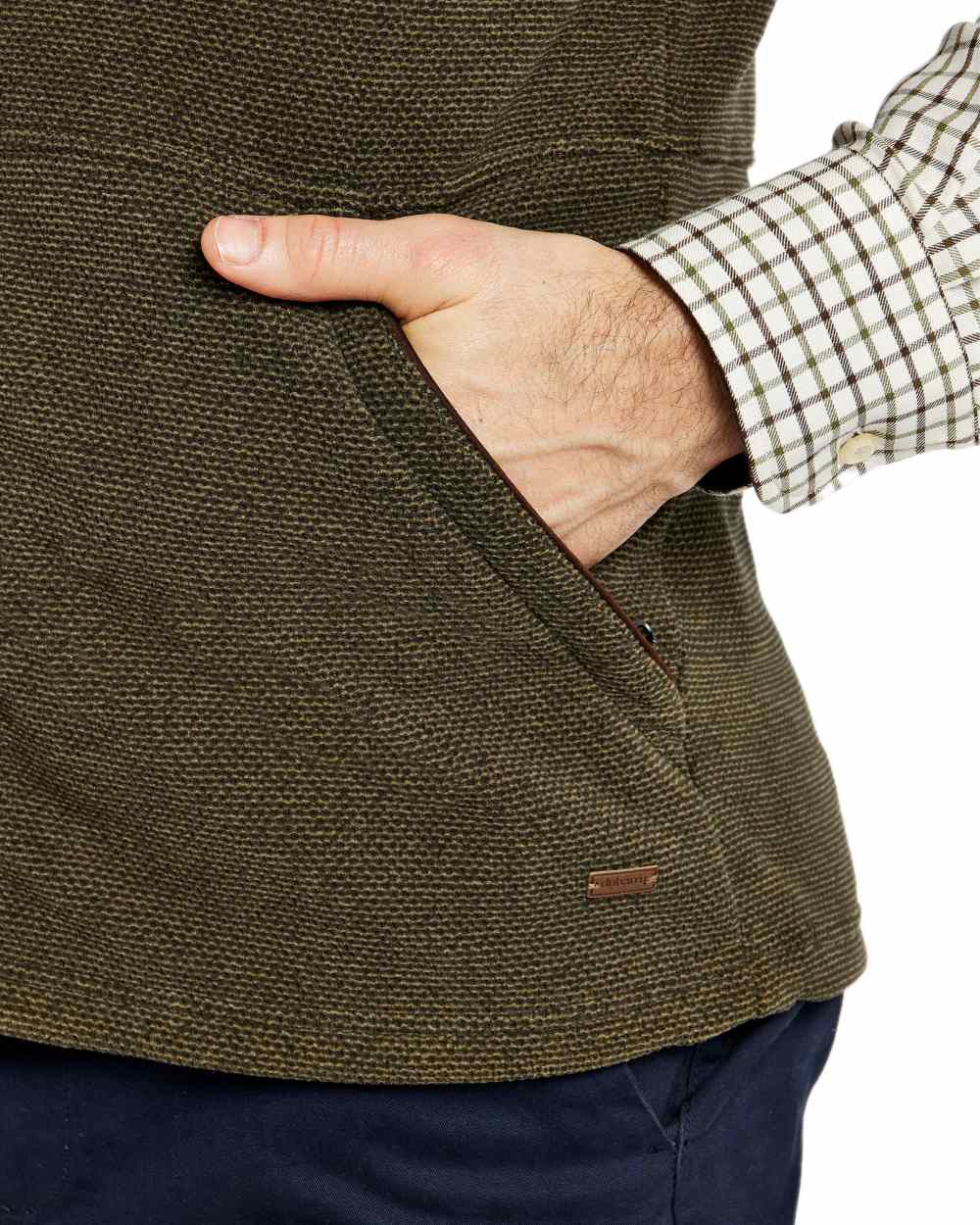Olive Coloured Dubarry Mens Lifford Fleece Gilet on white background