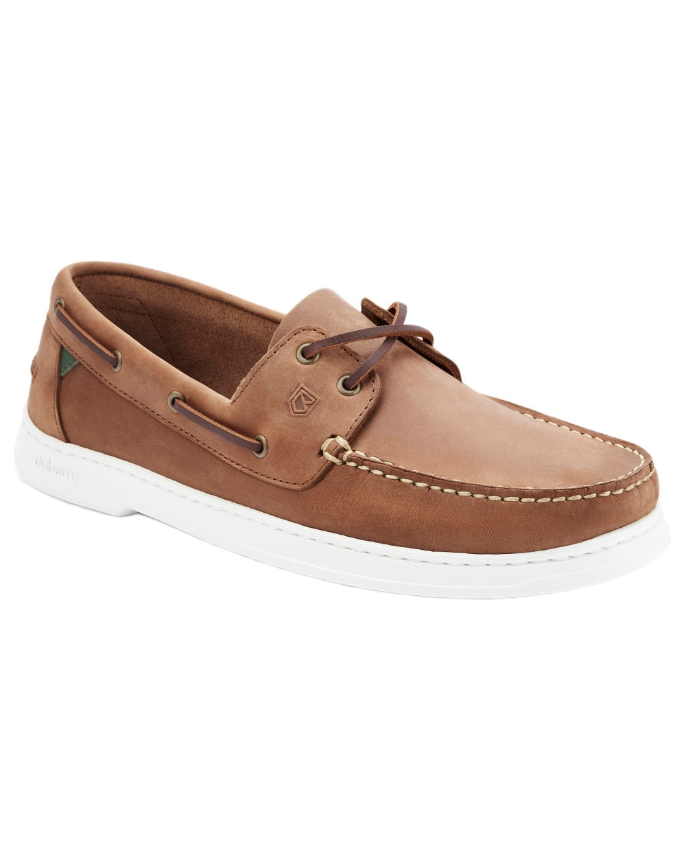 Chestnut coloured Dubarry Mens Oceania Two Eye-Tie Moccasin Shoes on white background