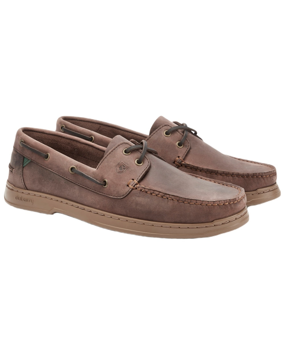 Old Rum coloured Dubarry Mens Oceania Two Eye-Tie Moccasin Shoes on white background