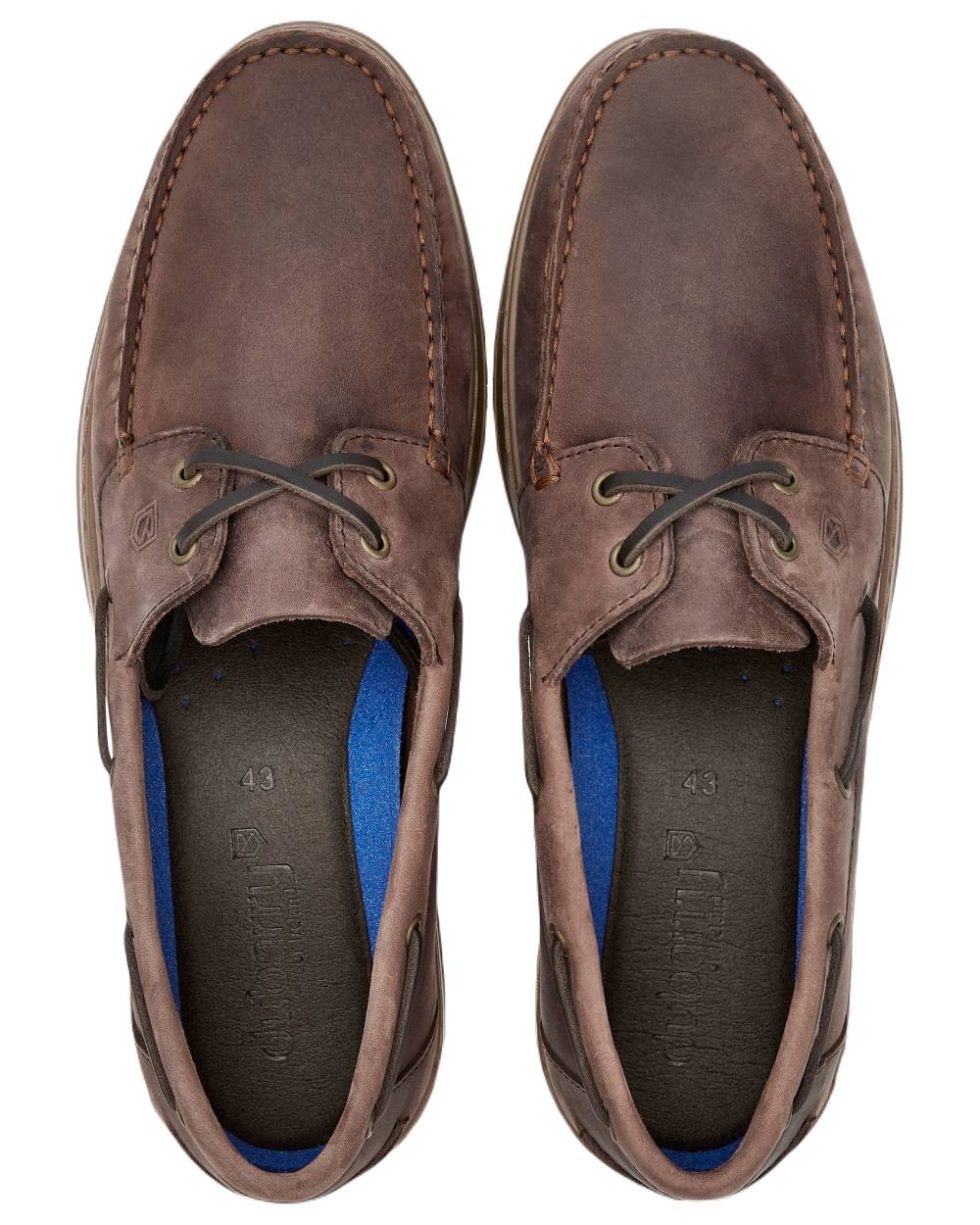 Old Rum coloured Dubarry Mens Oceania Two Eye-Tie Moccasin Shoes on white background