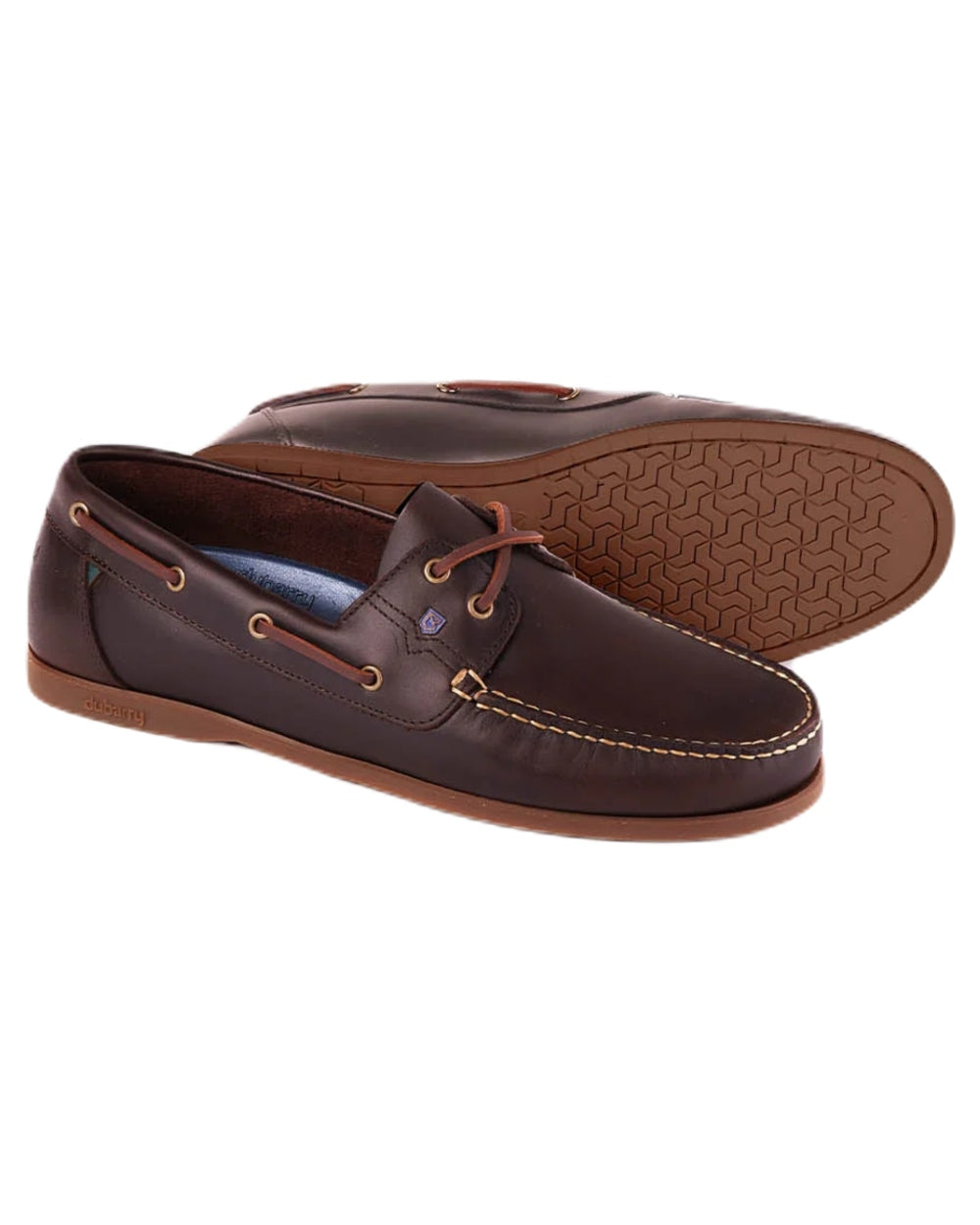 Old Rum coloured Dubarry Mens Port Deck Shoes on white background