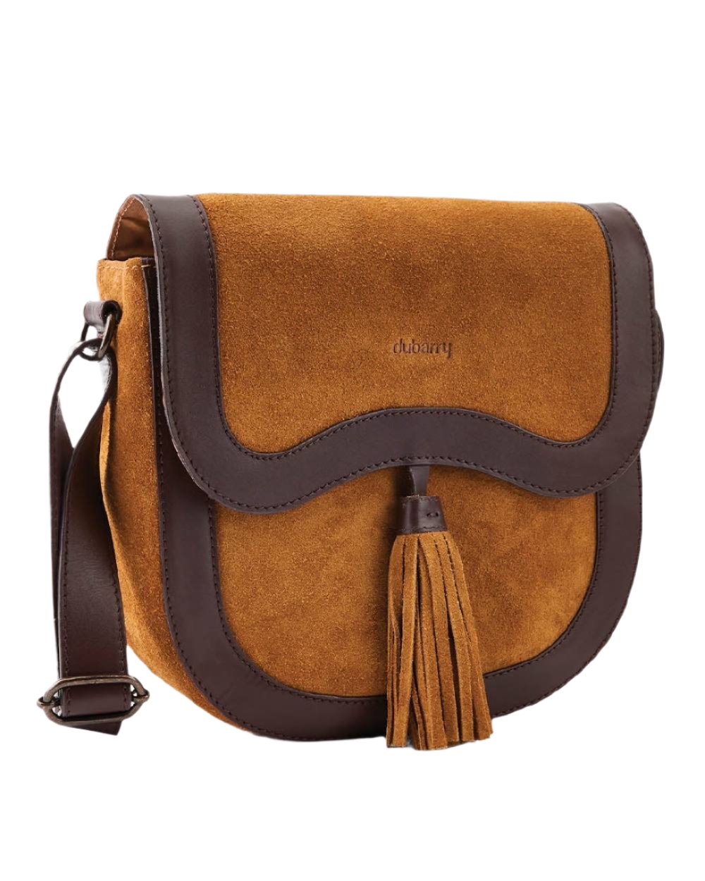 Camel coloured Dubarry Monart Saddle Bag on white background