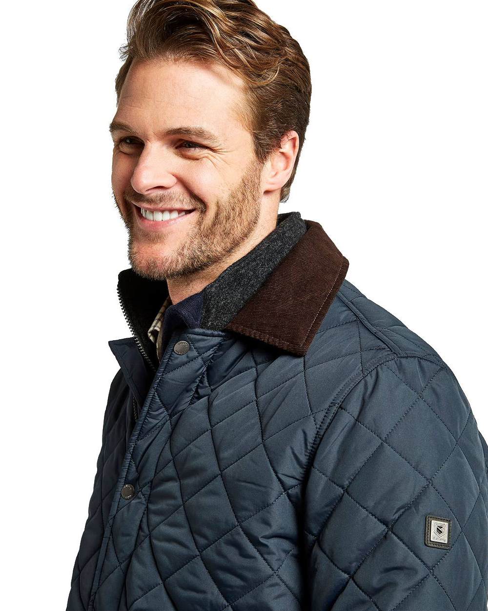 Navy coloured Dubarry Mountusher Quilted Jacket on white background