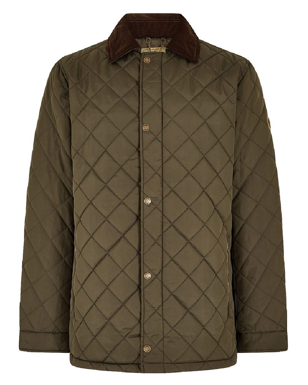 Olive coloured Dubarry Mountusher Quilted Jacket on white background
