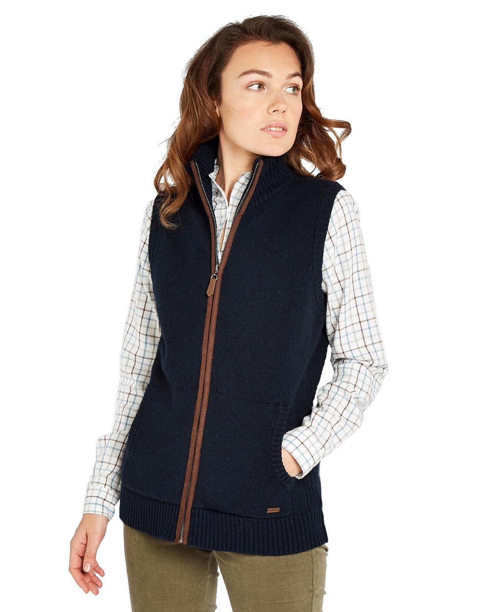 Navy Coloured Dubarry Sheedy Knit Bodywarmer on white background