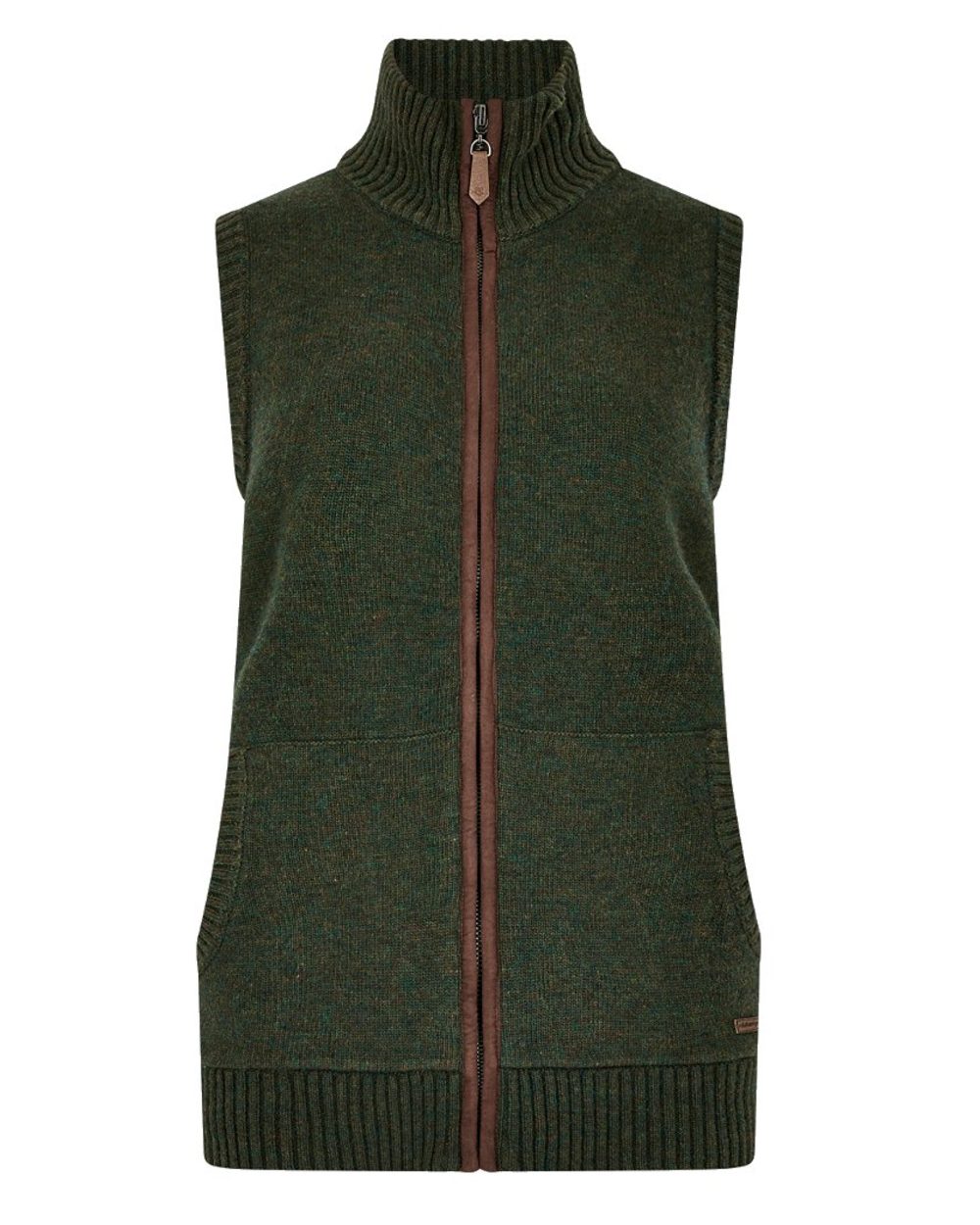 Olive Coloured Dubarry Sheedy Knit Bodywarmer on white background