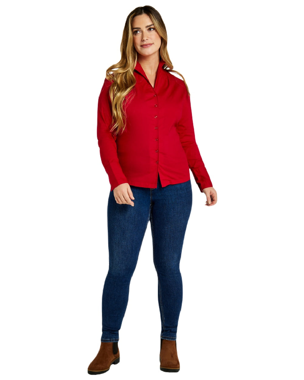 Cardinal coloured Dubarry Snowdrop Shirt on white background