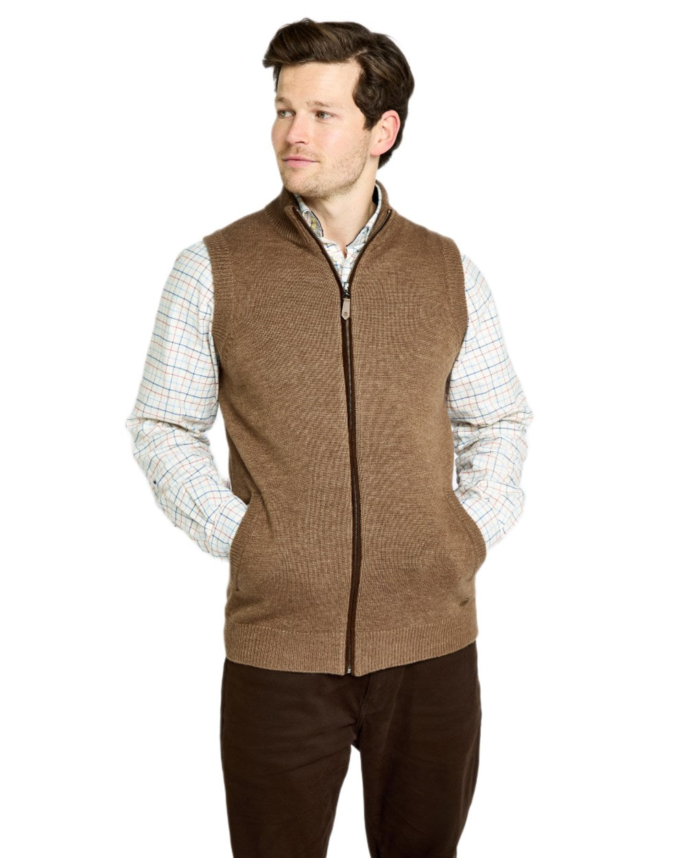 Elk Coloured Dubarry Upperwood Bodywarmer on white background