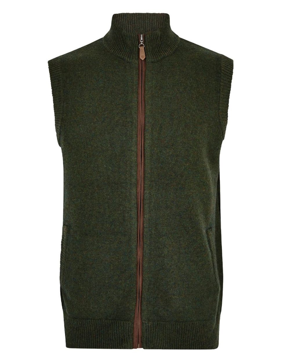 Olive Coloured Dubarry Upperwood Bodywarmer on white background