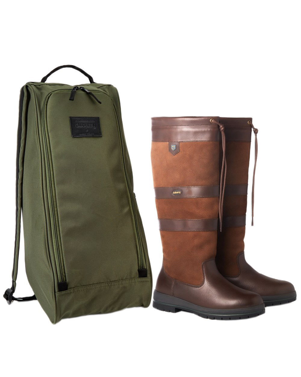 Olive Coloured Dubarry Westcourt PVC Boots Bag on white background