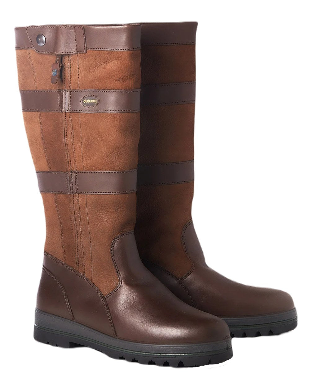 Walnut coloured Dubarry Wexford Country Boots on white background