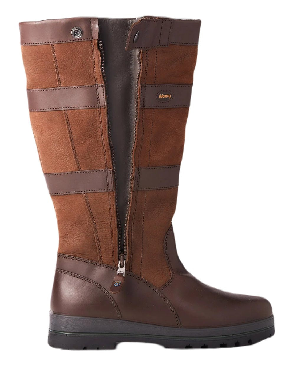 Walnut coloured Dubarry Wexford Country Boots on white background