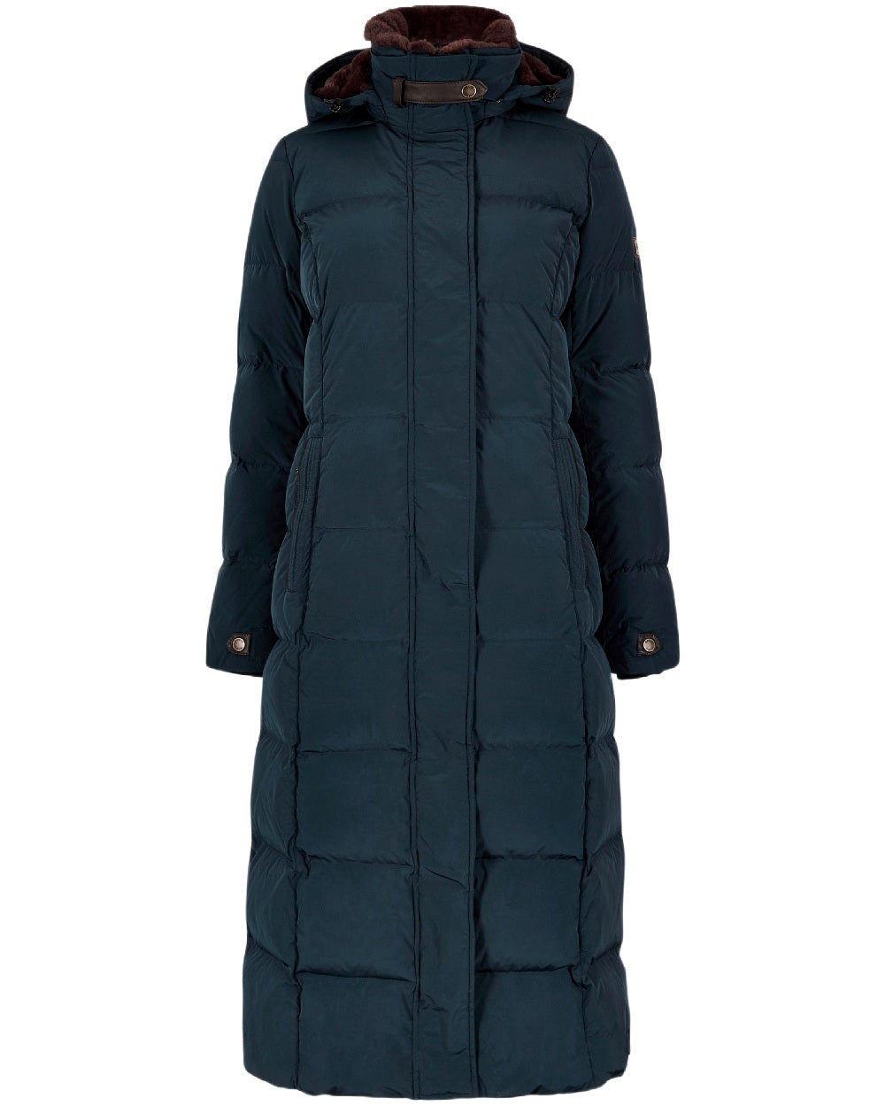 Navy Coloured Dubarry Womens Aldborough Full Length Down Jacket on white background