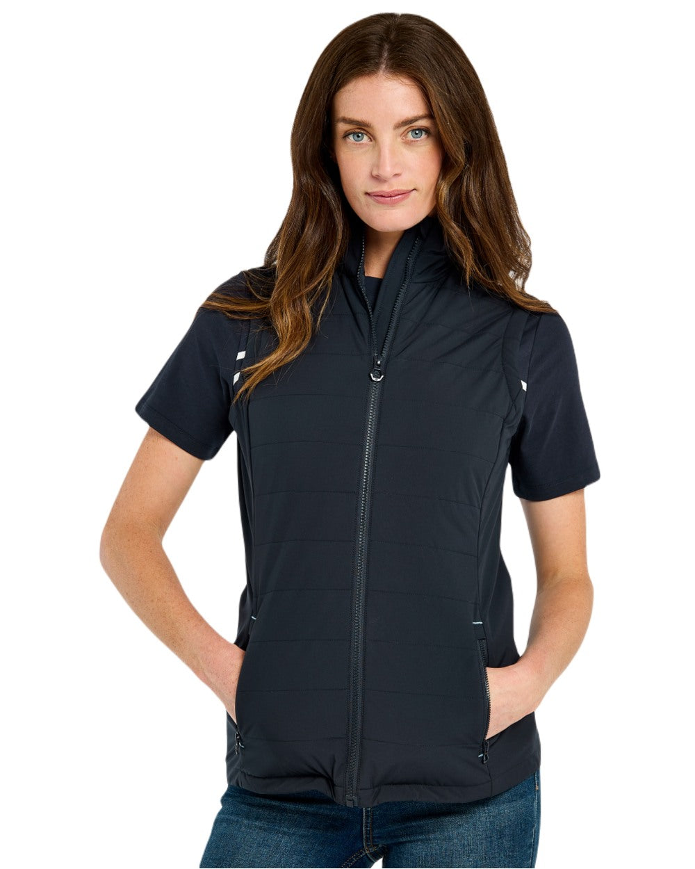 Navy coloured Dubarry Womens Bayside Lightweight Gilet on white background